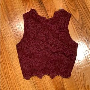 Maroon Lace Crop Top